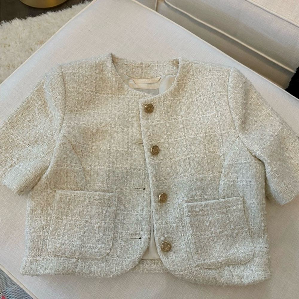 Abercrombie & Fitch Tweed cream blazer small